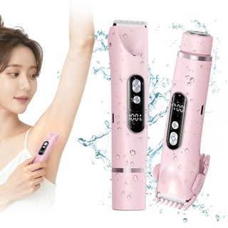 NICESUN 여성 브라질리언 더블 헤드 제모기 비키니라인/Y존/얼굴/겨드랑이 전동 제모기 LED 조명 탑재 모근제거기 TM06, 핑크