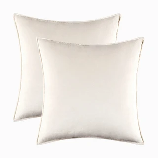 Inyahome 팩 2개 네이비 블루 장식 벨벳 던지기 베개 커버 부드러운 베개 커버 솔리드 스퀘어 쿠션 케이스, 01 60x60cm 2pcs cover, 21 bind cream white