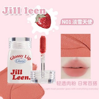 JILLLEEN草莓小熊脣泥脣釉，奶蜜啞光霧面滋潤口紅，學生新手必備，打造迷人唇妝, 1個, N01 淡雪天使