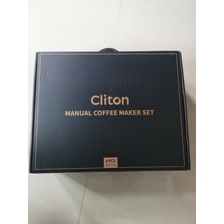 Cliton 手動咖啡器具套裝 8件套 手搖磨豆機 玻璃分享壺 手沖壺 濾杯 禮盒包裝, 如圖所示, 1個