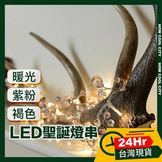 台灣24小時出貨 LED聖誕燈串/派對婚禮佈置燈飾 褐色/紫色/暖光/1.5M, 1個, 褐色, 褐色