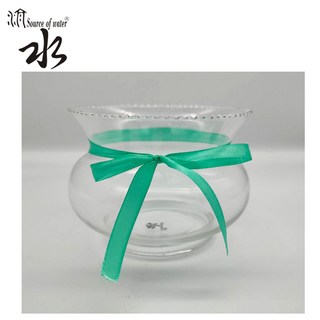 中肚花口透明玻璃魚缸 - 桌上型/小型鬥魚缸/辦公室造景/球型玻璃花器, 1個