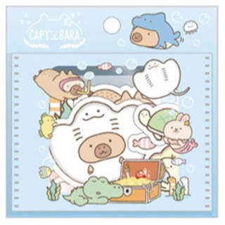 卡皮巴拉 正版收納貼紙包 水豚造型裝飾貼 可愛隨手貼, 1個, 鯊魚/CPSA-0300