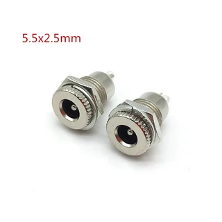 DC-099 DC 전원 잭 소켓 암 패널 마운트 커넥터 금속 5.5x2.1 5.5mm x 2.1mm, 02 1 piece, 03 5.5X2.5MM