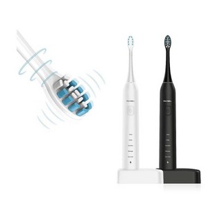 POLYWELL 超聲波電動充電牙刷 41000VPM 無線感應座充 防水機身 附軟硬刷頭 寶利威爾 台灣現貨, 黑色, 1個
