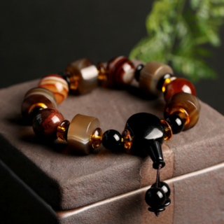 뚱보 소원성취 천연 마노 재물운 상승 천연원석 염주팔찌