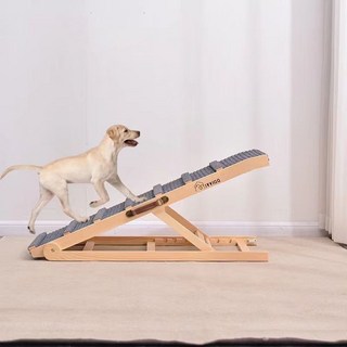 實木狗狗爬架立式沙發坡道多層可調節寵物梯子, 1個, 松木+地毯布