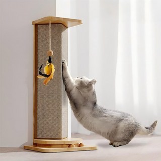 Shipshape 고양이 스크래쳐 대형 코너형 수직 기둥형 사이잘삼 모서리 코너스크래쳐, 1개, 스크래쳐-원목색