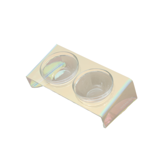 펫원스 튼튼한 강화유리 식기 반려동물 사료그릇 전자레인지 사용가능 홀로그램 밥그릇 물그릇 세트, 2구 세트, 1개