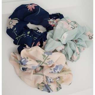 플라워무드 쉬폰 슈슈 헤어머리끈 3종 세트