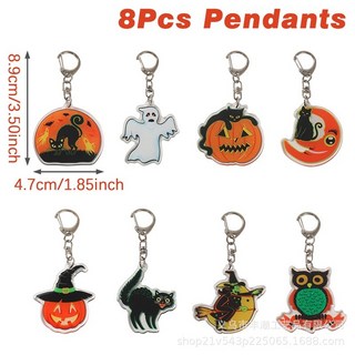 藍天萬聖節吊飾 月亮黑貓 鑰匙扣 壓克力書包裝飾 節日禮品, 1個