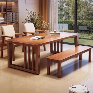 實木大桌子電腦桌，客廳家用臺式學習辦公桌，現代簡約加厚實木書桌, 原木色【袁紇】,單桌/120*60*75-桌面厚5公分