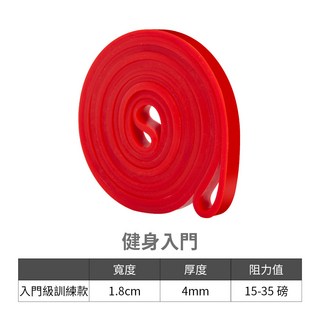 TPE阻力帶 彈力帶 拉力帶 翹臀肌力訓練 便攜訓練帶 彈力健身帶 重訓運動器材, 紅色, 1個
