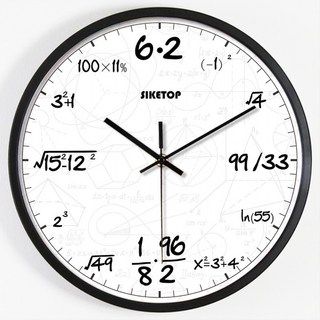 수학 시계 공식 이과 공대 수험생 선물 벽시계 벽 걸이, 블랙(클래식) + 12인치