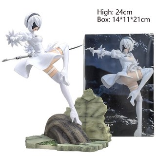 Yorha 그림 NieR Automata 2B No.2 Tpye B 애니메이션 피규어 디럭스 24cm PVC 모델 액션 입상 컬렉션 장식, 01 With Box