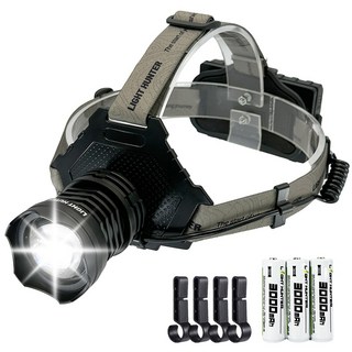 라이트헌터 XHP70.2 헤드랜턴 9000배터리세트 안전모클립세트 충전식 LED 낚시 해루질 작업용, 1개
