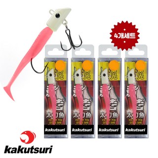 카쿠쯔리 칼춤버전2 갈치원태클채비 트레블훅 갈치웜 갈치트레블훅, 4개, 15g, 핑크