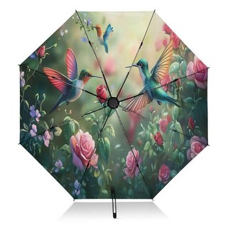 자동 접이식 우산 방풍 강력함 자외선 차단 컴팩트 벌새 장미 태양 비 여행 여성 남성용 Bird I15049 단일 사이즈 190818