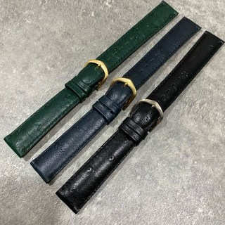 高質感 鴕鳥皮紋路 皮錶帶 18MM 12MM 黑色 綠色 藍色 古董錶 精工 GS 錶帶, 深藍,12MM, 1個