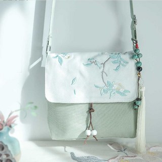 미노앤슈 여성 가방 꽃자수 데일리 한국 전통무늬 크로스백 (장식고리 포함)