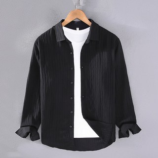 IEDUOS남성 빅 사이즈 캐주얼 골지 긴팔 셔츠 남자용 봄가을 여름 루즈핏 멋스러운 상의