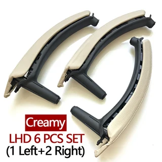 문짝지그 호환 호환호환 X5 E색상0 200색상204 용 가죽 커버 어셈 세트가 LHD 왼쪽 오른쪽 내부 도어 핸들, 09 LHD SET CREAMY