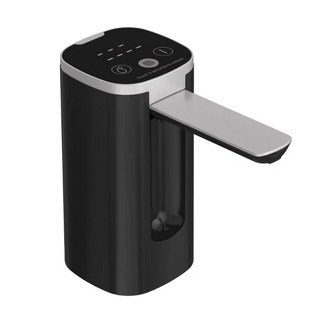 露營中毒本鋪 電動飲水器 自動折疊抽水器 電動抽水機 桶裝水 戶外一鍵出水, 銀黑, 1個