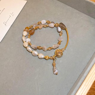 鴻利首飾廠 韓國復古高級感人造珍珠水晶手鏈 小眾簡約時尚百搭手環