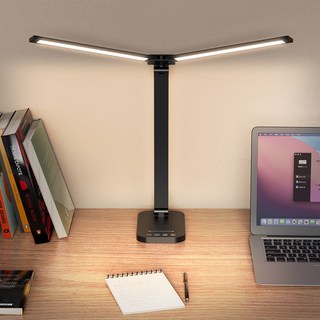 Airwit 독립조절 듀얼 LED 스탠드 조명 시력보호 블루라이트 차단 스마트 감광 책상 사무실 학습용 사무용 독서용, 블랙