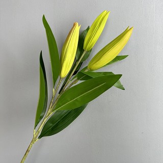 軟膠百合花蕾仿真花家居裝飾插花配材手捧花百合花苞含苞待放百合仿真花永生花人造花乾燥花永不凋零拍照道具假花裝飾居家裝飾, 長支百合果, 1個