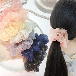 이쁨달다 베일진주 곱창 밴드 파스텔 오간자 스크런치 오간자 7Color