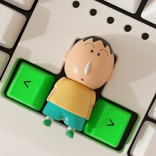 阿呆卡通創意樹脂機械鍵盤帽 立體單個裝飾品 案頭蠟筆小新擺件, 1個, 阿呆上下鍵帽