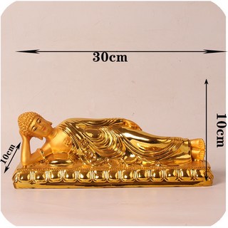 台灣熱銷 爆款 臥佛佛像12英寸樹脂家用釋迦摩尼紅衣鍍金睡佛如來佛像桌面擺件 家用 佛堂 佛像擺件 神明擺件