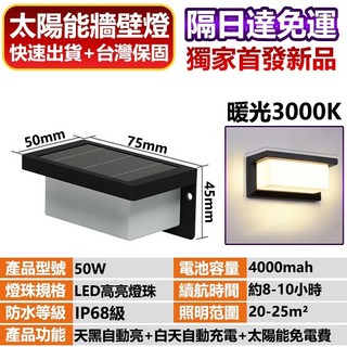 太陽能壁燈 感應牆壁燈 太陽能洗牆燈 圍墻燈 庭院氣氛燈 防水照明燈, 1組裝