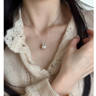 S925 진주 여성 은목걸이 순은 목걸이 행운의 진주 미니멀 디자인
