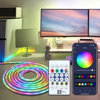 동성 스트립 RGB 네온라이트 5M USB전원 리모컨 앱연동 색변환 줄조명, 1개
