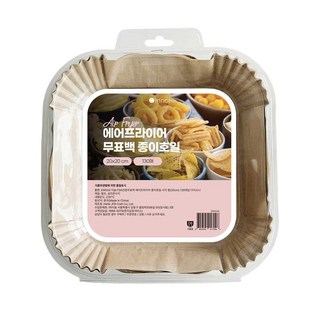 이놀 무표백 에어프라이어 사각 종이 호일, 1개, 130개, 20cm