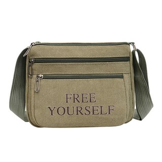 精品推薦帆布生意收錢包斜跨男包單肩通懃男士背包新款休閒挎包男批髮男包－, 軍綠色