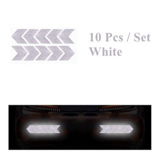 臺灣出貨 10pcs/set箭頭反光車身貼 防水安全警示通用車身反光貼反光膜, 銀白, 1個