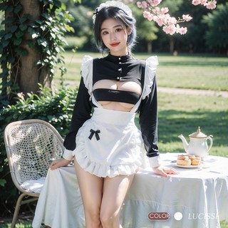 LUCISSI 甜美花邊女僕連身裙 大尺寸女裝 大碼裙子 微胖女裝 寬鬆舒適 甜美可愛 情趣cosplay 現貨