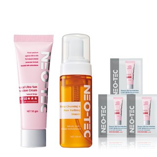 NEO-TEC 妮傲絲翠 物理性潤色防曬霜SPF50自然膚 輕盈版 + 水楊酸深層潔顏慕斯, 1件, 50ml