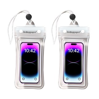 롤링페이퍼 물에 뜨는 휴대폰 방수팩 4중잠금 방수케이스, 2개, 투명