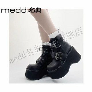 名典大碼馬丁靴女，增高厚底短靴，2024秋冬新款辣妹潮酷機車騎士中筒靴