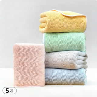 Ahomeone 호텔 수건 고흡수력 극세사 먼지없는 수건 세면 타월 130g, 믹스 컬러, 5개