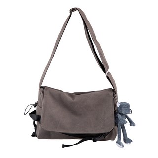 日系側背包 大容量能放通勤物品 單肩斜挎都穩 男女通用 日系斜挎包 日系斜挎包 郵差包 大容量斜背包, 棕色（大容量加厚設計）