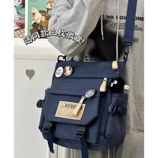 日系工裝百搭中性學生上課單肩揹包復古休閒通勤包包, 188黑色-升級版面料加厚防水耐磨,包包加三枚隨機徽章