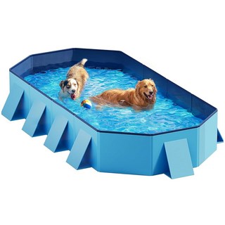 펫이스트 접이식 반려견 수영장 - 미끄럼 방지 및 안정성 강화 실내 야외 뒷마당 사용을 위한 디자인의 초대형 71인치 x 39인치 12인치 하드 플라스틱 휴대용 반려동물 목욕, 82Inch, Blue&gray, 1개