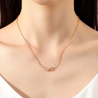 여성용 18K 목걸이 로즈골드 리본 스마일 랩다이아 펜던트 금목걸이 여자친구생일 결혼기념일 선물 DHD-006