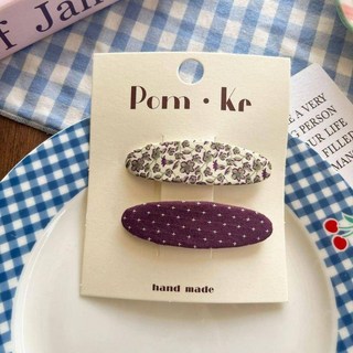 新款韩版小碎花BB夹糖果色布艺椭圆碎发刘海夹少女简约气质边夹