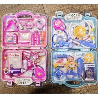 醫生玩具醫藥箱手提箱玩具造型車醫生組 聽診器針筒量杯角色扮演遊戲, 1個, 粉紅色、藍色